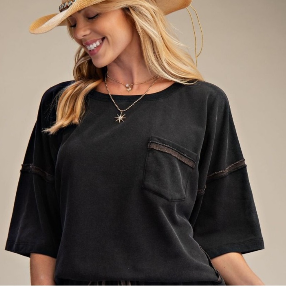 Easel Charcoal Women's Jersey Top